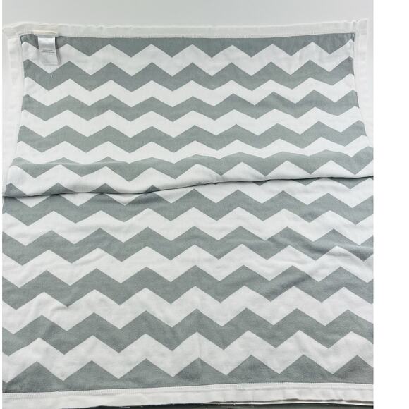 Pottery Barn Kids Gray White Chevron Zig Zag Baby Blanket Cotton Knit Grey 30x40 - Picture 4 of 12